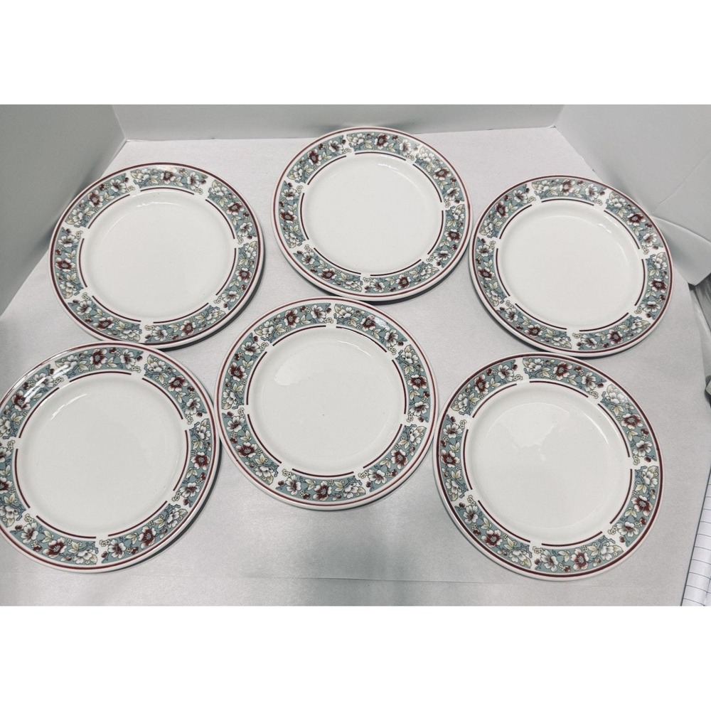 Set of 6 Johnson Bros Windsor Ware Malvern Blue Floral Dessert Plates 6" England